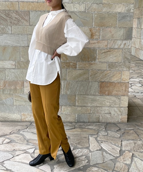 StyleSea（スタイルシー）の「ノースリーブニット（ニット/セーター・レディース・ブラウン・FREE）」の4枚目の写真