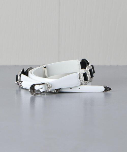 TOGA PULLA＞WHITE DOUBLE BUCKLE CONCHO BELT/ベルト.
