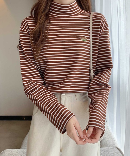 ALTROSE（アルトローズ）の「ロンT [ハイネックボーダー]（Tシャツ/カットソー・レディース・ホワイト/ブラック/ベージュ/ブラウン・FREE）」の12枚目の写真