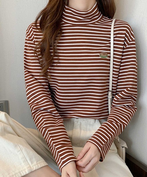 ALTROSE（アルトローズ）の「ロンT [ハイネックボーダー]（Tシャツ/カットソー・レディース・ホワイト/ブラック/ベージュ/ブラウン・FREE）」の13枚目の写真