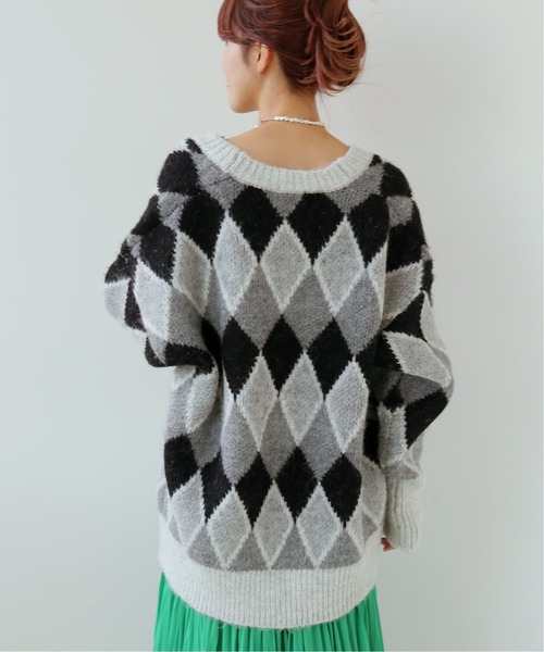 Simplicite（サンプリシテ）の「Y.R.Club ArgyleKnit◆（ニット/セーター・レディース・ブラック/ブラウン・FREE）」の7枚目の写真