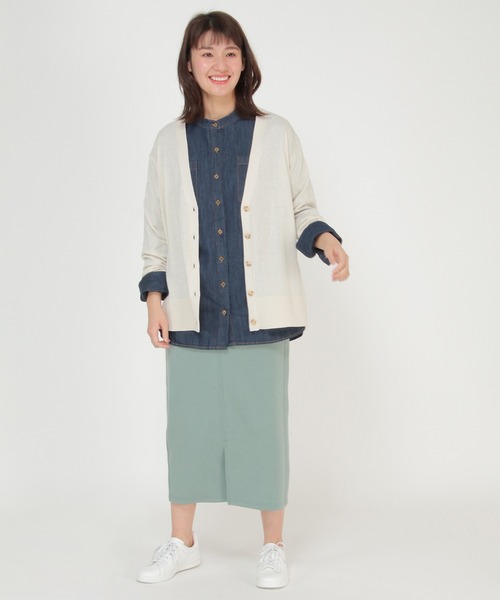 ikka（イッカ）の「V襟ロングカーディガン（カーディガン/ボレロ・レディース・ブラック/ベージュ/オフホワイト/グリーン・S/M/L）」の5枚目の写真