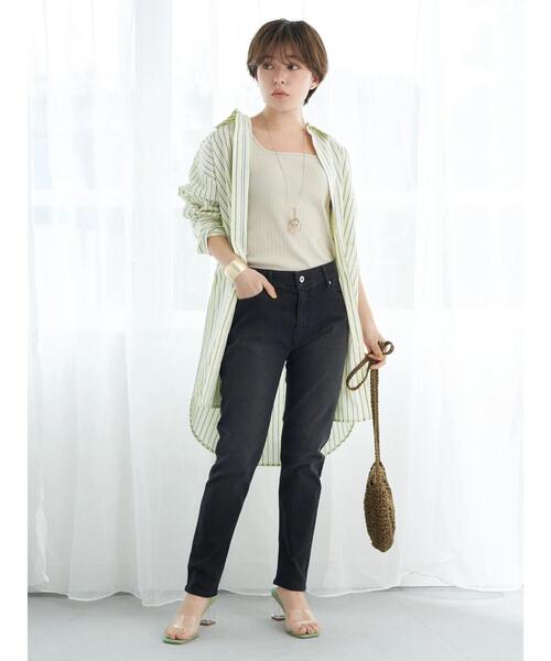 earth music&ecology（アースミュージックアンドエコロジー）の「デニムスキニーパンツ*（デニムパンツ・レディース・ブラック/インディゴブルー・S/M/L）」の19枚目の写真