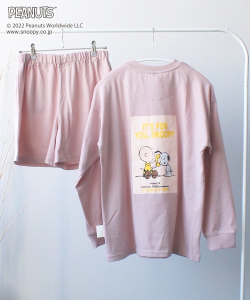 PEANUTS（ピーナッツ）の「【SNOOPY】スヌーピーバックプリント ロンT&ショートパンツセットアップ（ルームウェア/パジャマ・レディース・オフホワイト/グリーン/ラベンダー/チャコールグレー/ピンク/ベージュ・M/L）」の6枚目の写真