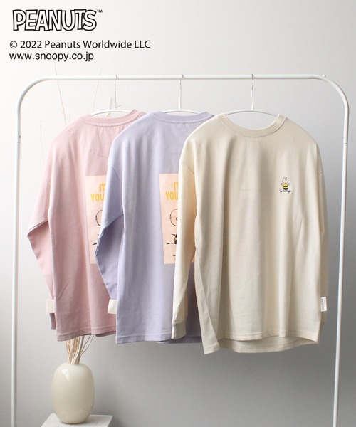 PEANUTS（ピーナッツ）の「【SNOOPY】スヌーピーバックプリント ロンT&ショートパンツセットアップ（ルームウェア/パジャマ・レディース・オフホワイト/グリーン/ラベンダー/チャコールグレー/ピンク/ベージュ・M/L）」の7枚目の写真