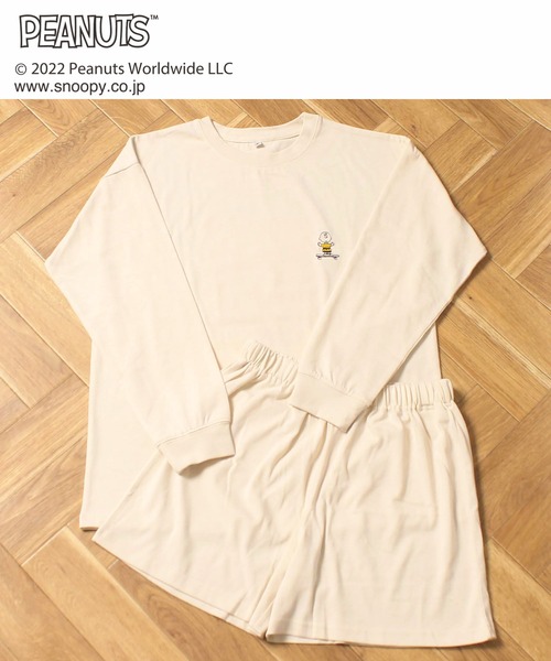 PEANUTS（ピーナッツ）の「【SNOOPY】スヌーピーバックプリント ロンT&ショートパンツセットアップ（ルームウェア/パジャマ・レディース・オフホワイト/グリーン/ラベンダー/チャコールグレー/ピンク/ベージュ・M/L）」の14枚目の写真