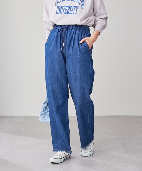 CIAOPANIC TYPY（チャオパニックティピー）の「綿ヘンプデニムイージーパンツ（デニムパンツ・レディース・ネイビー/オフホワイト/ブルー・SMALL/MEDIUM/LARGE）」の13枚目の写真