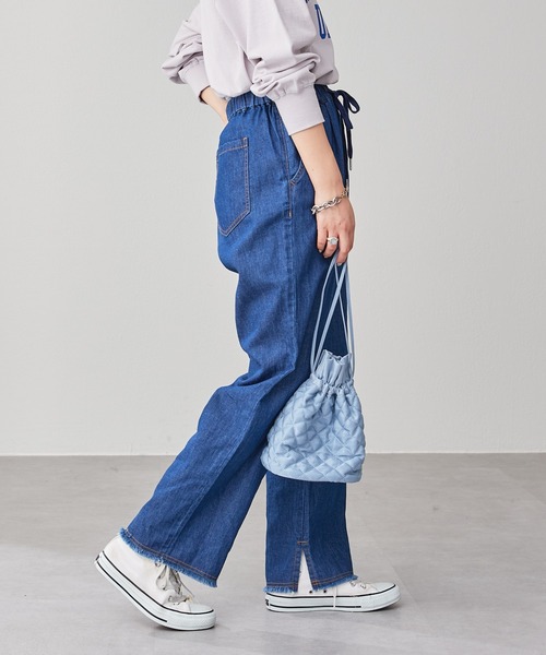 CIAOPANIC TYPY（チャオパニックティピー）の「綿ヘンプデニムイージーパンツ（デニムパンツ・レディース・ネイビー/オフホワイト/ブルー・SMALL/MEDIUM/LARGE）」の17枚目の写真