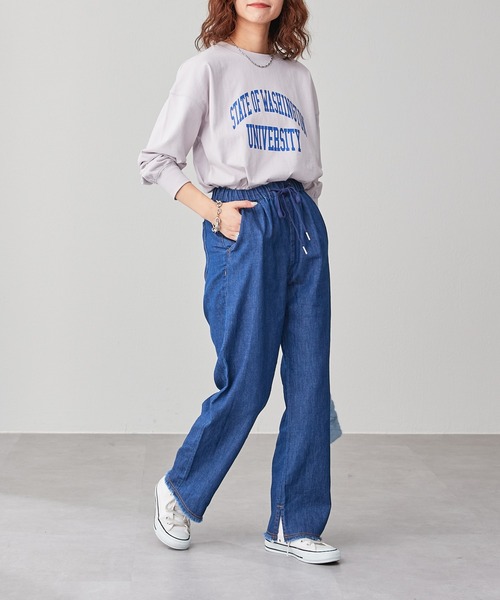 CIAOPANIC TYPY（チャオパニックティピー）の「綿ヘンプデニムイージーパンツ（デニムパンツ・レディース・ネイビー/オフホワイト/ブルー・SMALL/MEDIUM/LARGE）」の22枚目の写真