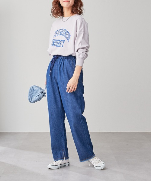 CIAOPANIC TYPY（チャオパニックティピー）の「綿ヘンプデニムイージーパンツ（デニムパンツ・レディース・ネイビー/オフホワイト/ブルー・SMALL/MEDIUM/LARGE）」の19枚目の写真