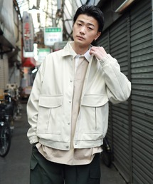 フェイクレザー トラッカー ジャケット ブルゾン