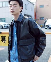 フェイクレザー トラッカー ジャケット ブルゾン