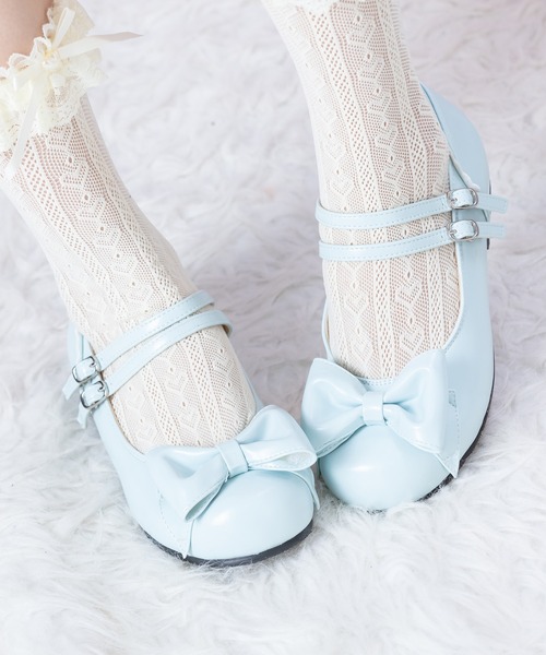 BODYLINE(ボディライン)の「ガーリーダブルストラップフラットパンプス(パンプス・レディース・ブラック/レッド/オフホワイト/サックスブルー・S/M/L)」の17枚目の写真