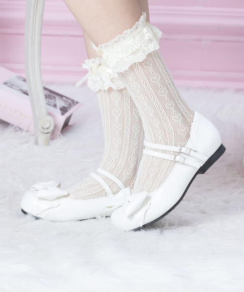 BODYLINE(ボディライン)の「ガーリーダブルストラップフラットパンプス(パンプス・レディース・ブラック/レッド/オフホワイト/サックスブルー・S/M/L)」の13枚目の写真