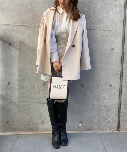 one after another NICE CLAUP（ワンアフターアナザーナイスクラップ）の「バックリボンツイードミニスカート（スカート・レディース・ホワイト系その他/ブルー系その他・FREE）」の5枚目の写真