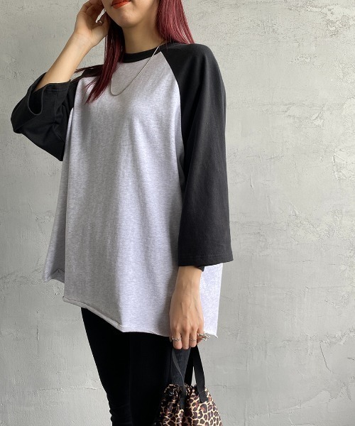 JEANS FACTORY Clothes（ジーンズファクトリークローズ）の「[Jeans Factory Clothes/ジーンズファクトリークローズ] ヘビーウェイト ラグランスリーブ7分袖Tシャツ（Tシャツ/カットソー・レディース・ブラック/グリーン・S/M/L）」の12枚目の写真