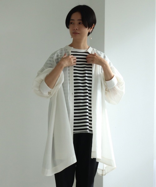 yuni(ユニ )の「オーガニックコットン混 2way gather tunic(シャツ/ブラウス・レディース・ホワイト/ブラック/イエロー・FREE)」の8枚目の写真