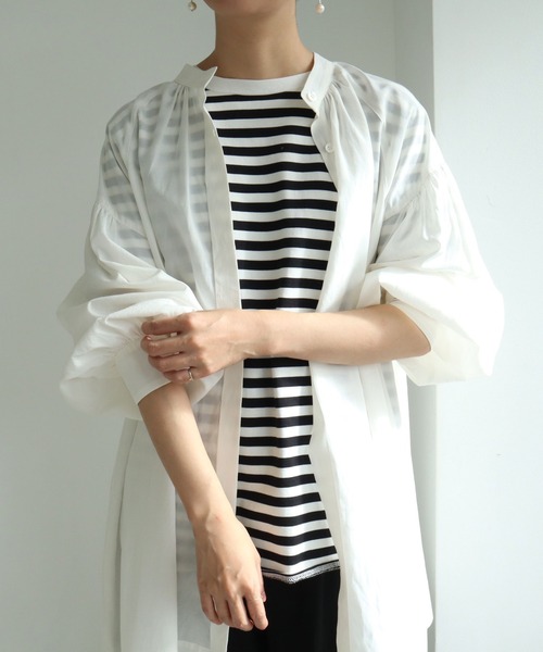 yuni(ユニ )の「オーガニックコットン混 2way gather tunic(シャツ/ブラウス・レディース・ホワイト/ブラック/イエロー・FREE)」の10枚目の写真