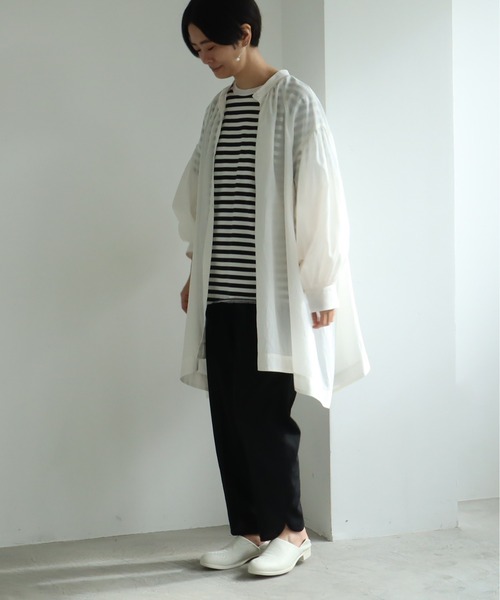 yuni(ユニ )の「オーガニックコットン混 2way gather tunic(シャツ/ブラウス・レディース・ホワイト/ブラック/イエロー・FREE)」の5枚目の写真