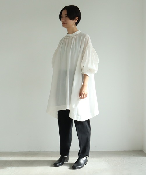 yuni（ユニ ）の「オーガニックコットン混 2way gather tunic