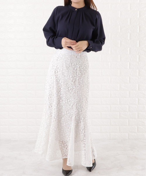 Lace Ladies（レースレディース）の「スタンドカラー フロントタックブラウス（シャツ/ブラウス・レディース・ブラック/モカ/グレー/ネイビー/ホワイト・L/S/M/XL）」の17枚目の写真