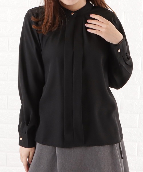 Lace Ladies（レースレディース）の「スタンドカラー フロントタックブラウス（シャツ/ブラウス・レディース・ブラック/モカ/グレー/ネイビー/ホワイト・L/S/M/XL）」の22枚目の写真