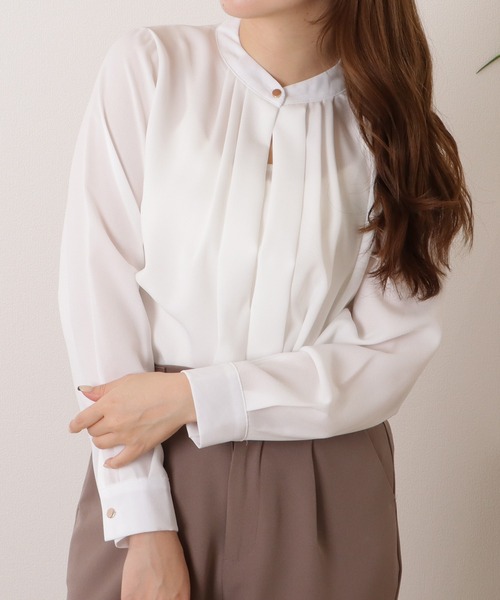 【IENA LA BOUCLE】 スタンドカラータックブラウス　新品未使用 IENA LA BOUCLE（イエナラブークル）の「IENA LA BOUCLE