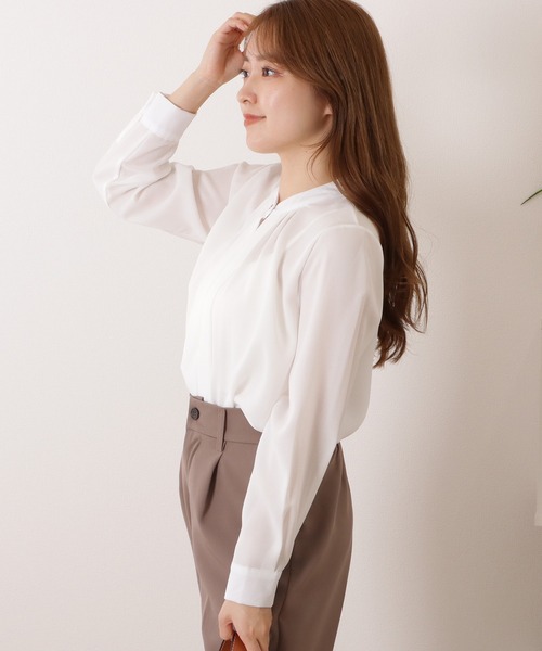セール】スタンドカラー フロントタックブラウス（シャツ
