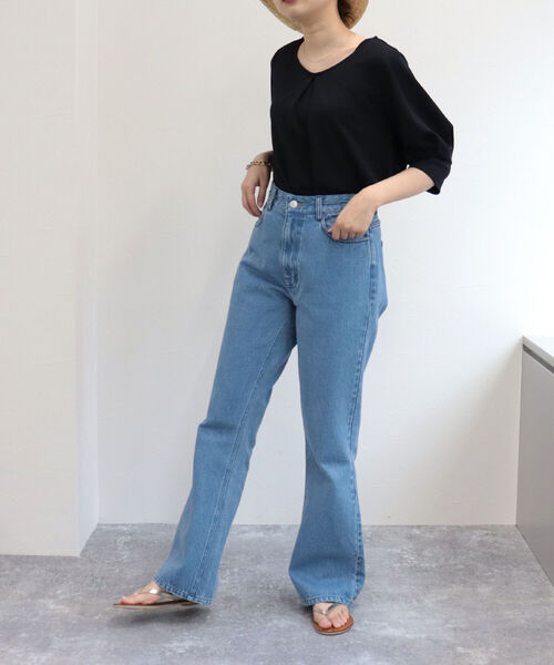 fredy emue(フレディエミュ)の「【WEB限定】カットジョーゼット袖タックプルオーバー(Tシャツ/カットソー・レディース・ネイビー/オフホワイト/イエロー・38)」の8枚目の写真