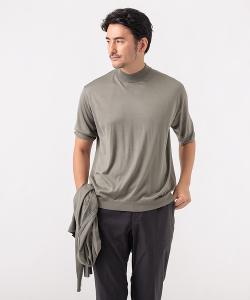 DESIGNWORKS(デザインワークス)の「【アンサンブル対応】ウォッシャブルシルク 半袖 クルーネック(Tシャツ/カットソー・メンズ・ブラック/ブラウン/グレー・46/48/50)」の3枚目の写真