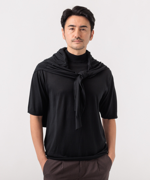 DESIGNWORKS(デザインワークス)の「【アンサンブル対応】ウォッシャブルシルク 半袖 クルーネック(Tシャツ/カットソー・メンズ・ブラック/ブラウン/グレー・46/48/50)」の13枚目の写真