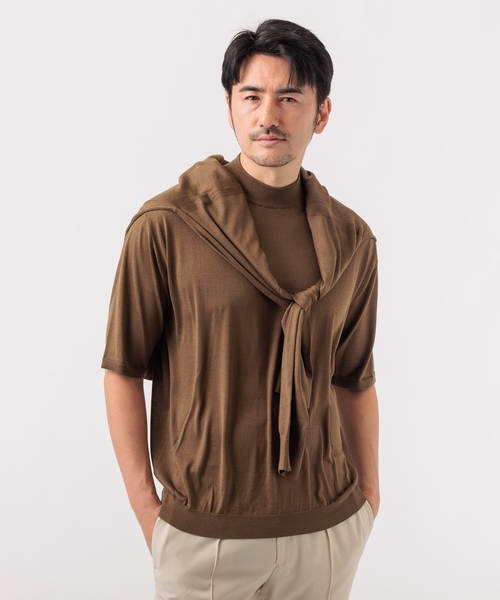 DESIGNWORKS(デザインワークス)の「【アンサンブル対応】ウォッシャブルシルク 半袖 クルーネック(Tシャツ/カットソー・メンズ・ブラック/ブラウン/グレー・46/48/50)」の21枚目の写真