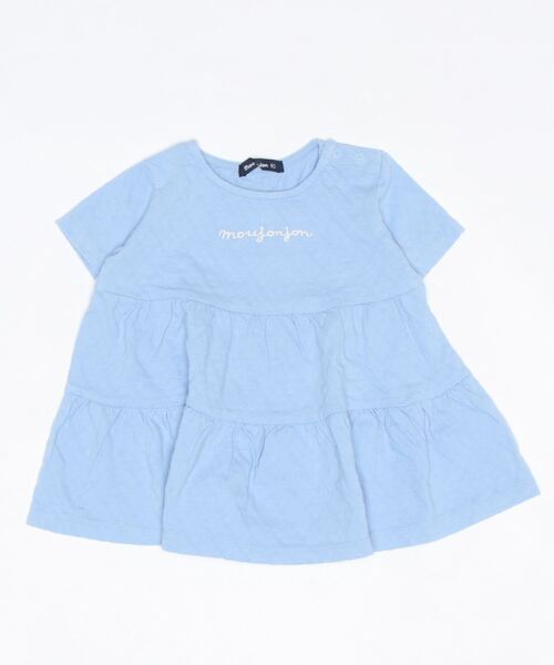 Moujonjon（ムージョンジョン）の「アイレット天竺ティアードチュニックＴ（Tシャツ/カットソー・キッズ・ブルー/レッド・140/100/80/110/130/90/120）」の2枚目の写真
