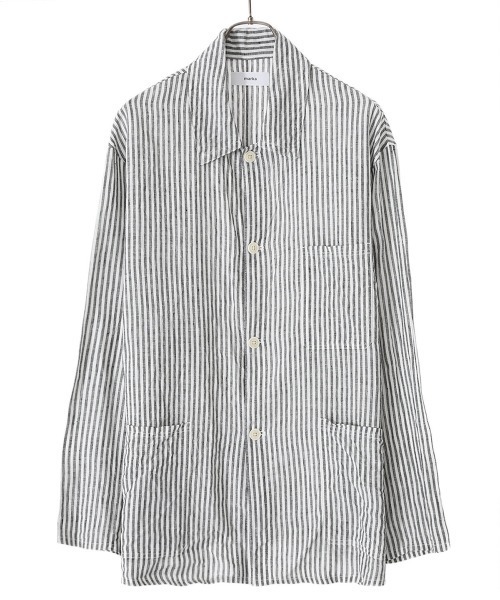 marka（マーカ）の「marka / マーカ：COVER ALL SHIRT - 60/-linen poplin -：M22B-02SH01C[COR]（シャツ/ブラウス・メンズ・ブラック系その他・1/2/3）」の14枚目の写真