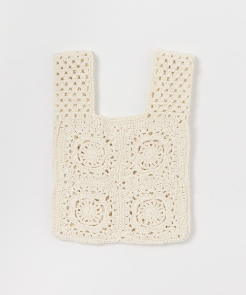 URBAN RESEARCH（アーバンリサーチ）の「ハンドクロシェニットBag（ショルダーバッグ・レディース・オフホワイト/オレンジ/ネイビー・FREE）」の2枚目の写真