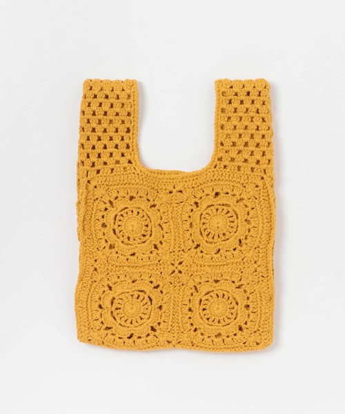 URBAN RESEARCH（アーバンリサーチ）の「ハンドクロシェニットBag（ショルダーバッグ・レディース・オフホワイト/オレンジ/ネイビー・FREE）」の7枚目の写真