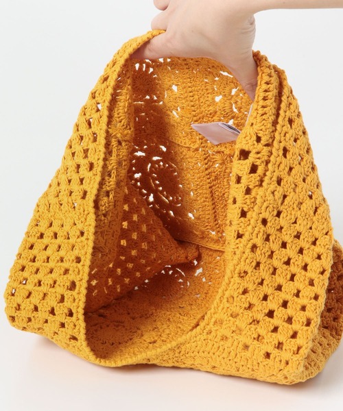 URBAN RESEARCH（アーバンリサーチ）の「ハンドクロシェニットBag（ショルダーバッグ・レディース・オフホワイト/オレンジ/ネイビー・FREE）」の10枚目の写真