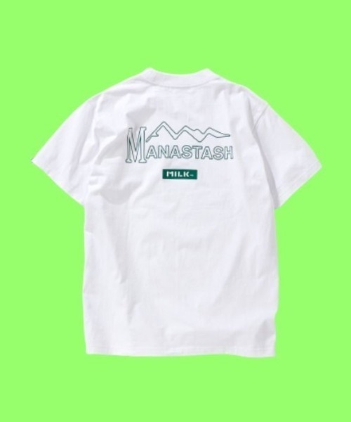 MILKFED.(ミルクフェド)の「MILKFED. × MANASTASH /ミルクフェド×マナスタッシュ MOUNTAIN LOGO T-SHIRT マウンテンロゴTシャツ(Tシャツ/カットソー・レディース・ホワイト/ブラック・MEDIUM/LARGE/X-LARGE)」の2枚目の写真