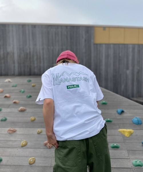 MILKFED.(ミルクフェド)の「MILKFED. × MANASTASH /ミルクフェド×マナスタッシュ MOUNTAIN LOGO T-SHIRT マウンテンロゴTシャツ(Tシャツ/カットソー・レディース・ホワイト/ブラック・MEDIUM/LARGE/X-LARGE)」の6枚目の写真