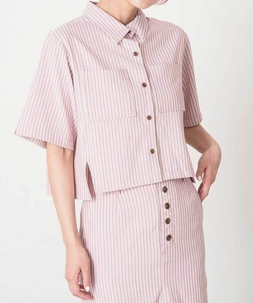 A de a.v.v（アードアー・ヴェ・ヴェ）の「［SET UP対応］ストライプ柄サイドスリットシャツ（シャツ/ブラウス・レディース・ピンク/ライトグレー・36/38）」の10枚目の写真