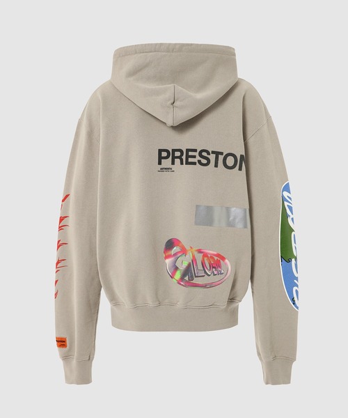 HERON PRESTON(ヘロンプレストン)の「HOODIE GLOBAL COLLAGE(パーカー・メンズ・グレー・XL/M/L)」の2枚目の写真