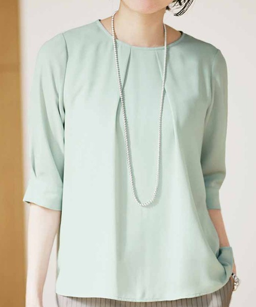 IEDIT(イディット)の「IEDIT リラクシーシルエットの吸汗速乾インナードッキングブラウス(シャツ/ブラウス・レディース・ホワイト/ミント・MEDIUM/LARGE/X-LARGE/XXX-LARGE)」の1枚目の写真