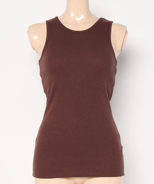 KOBE LETTUCE（コウベレタス）の「カップ付きアメリカンスリーブリブトップス（タンクトップ・レディース・ブラック/ブラウン/カーキ・FREE）」の9枚目の写真