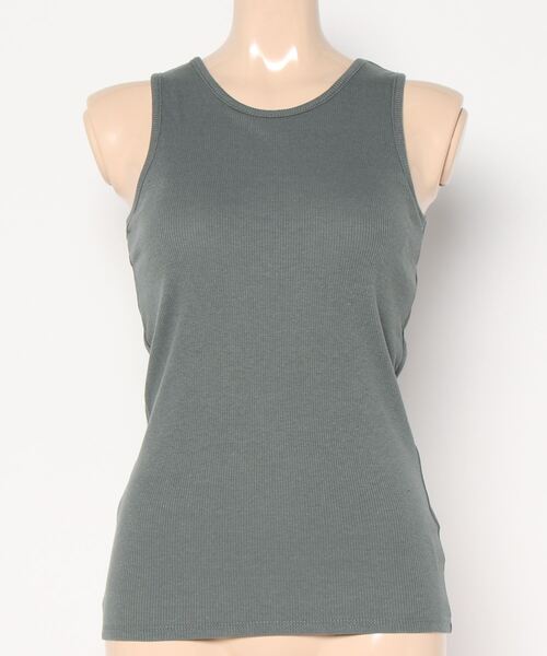 KOBE LETTUCE（コウベレタス）の「カップ付きアメリカンスリーブリブトップス（タンクトップ・レディース・ブラック/ブラウン/カーキ・FREE）」の10枚目の写真