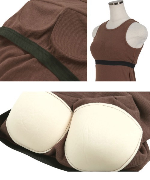 KOBE LETTUCE（コウベレタス）の「カップ付きアメリカンスリーブリブトップス（タンクトップ・レディース・ブラック/ブラウン/カーキ・FREE）」の11枚目の写真