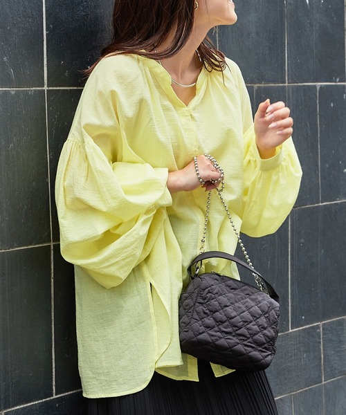 CIAOPANIC TYPY（チャオパニックティピー）の「▽サンドウォッシュボリュームスリーブカラーシャツ（シャツ/ブラウス・レディース・ホワイト/ブラック/グリーン/ピンク/イエロー・ONE SIZE）」の5枚目の写真