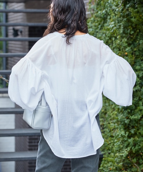 CIAOPANIC TYPY（チャオパニックティピー）の「▽サンドウォッシュボリュームスリーブカラーシャツ（シャツ/ブラウス・レディース・ホワイト/ブラック/グリーン/ピンク/イエロー・ONE SIZE）」の8枚目の写真