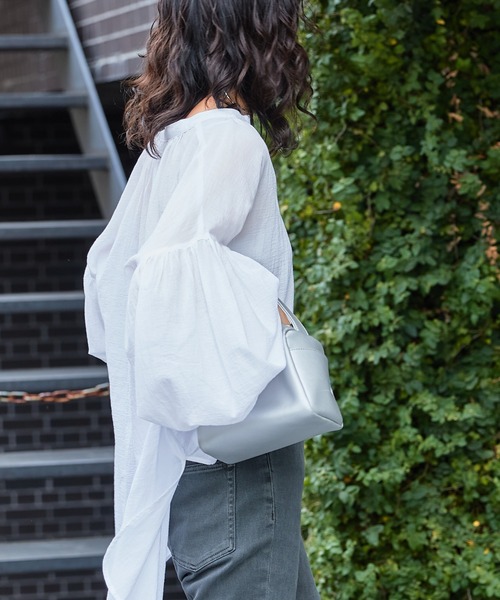 CIAOPANIC TYPY（チャオパニックティピー）の「▽サンドウォッシュボリュームスリーブカラーシャツ（シャツ/ブラウス・レディース・ホワイト/ブラック/グリーン/ピンク/イエロー・ONE SIZE）」の9枚目の写真