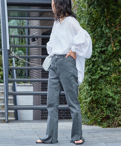 CIAOPANIC TYPY（チャオパニックティピー）の「▽サンドウォッシュボリュームスリーブカラーシャツ（シャツ/ブラウス・レディース・ホワイト/ブラック/グリーン/ピンク/イエロー・ONE SIZE）」の12枚目の写真