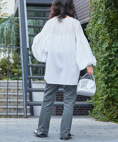 CIAOPANIC TYPY（チャオパニックティピー）の「▽サンドウォッシュボリュームスリーブカラーシャツ（シャツ/ブラウス・レディース・ホワイト/ブラック/グリーン/ピンク/イエロー・ONE SIZE）」の13枚目の写真